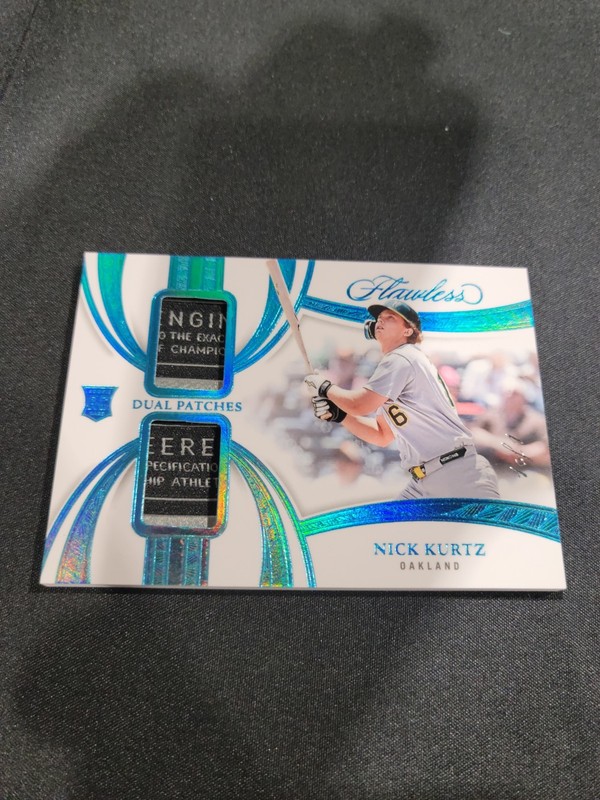 🔥 2025 PANINI FLAWLESS NICK KURTZ ROOKIE 1/1 LAUNDRY TAG DUAL PATCHES RC ROY 🔥
