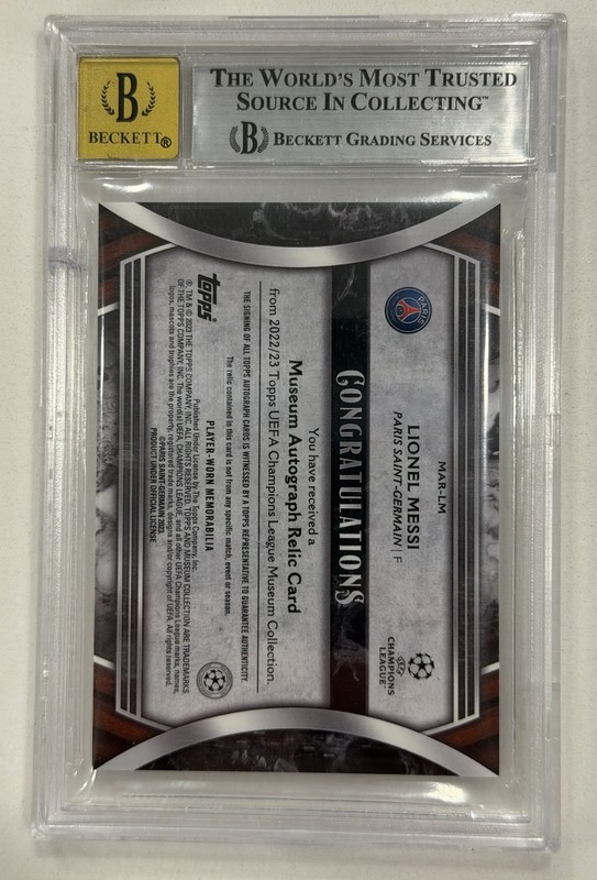 2022-23 Museum Coll LIONEL MESSI Player Worn Jersey Patch Auto /25 BGS 9 10 view 2
