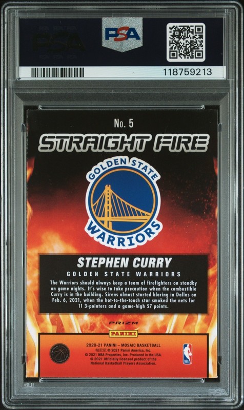 STEPHEN CURRY 2020-21 PANINI MOSAIC STRAIGHT FIRE GEM MINT PSA 10 WARRIORS view 2