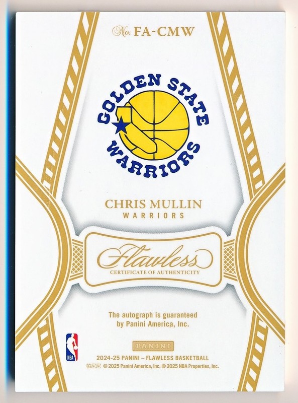 2024-25 Flawless Chris Mullin Flawless Autographs Ruby Auto #FA-CMW (xx/15) view 2