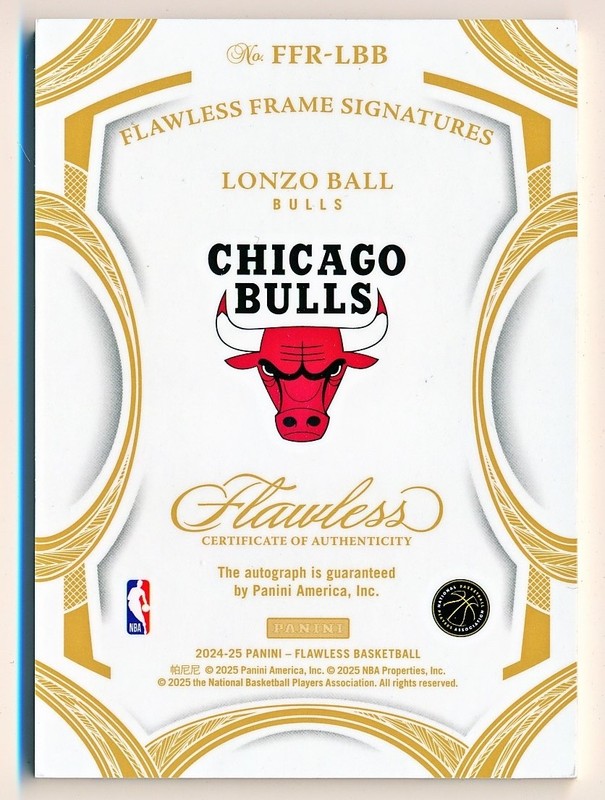 2024-25 Flawless Lonzo Ball Flawless Frame Signatures Auto #FFR-LBB (xx/25) QTY view 2
