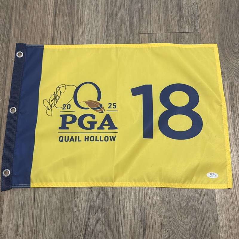 RORY McILROY SIGNED 2025 QUAIL HOLLOW GOLF FLAG PSA COA