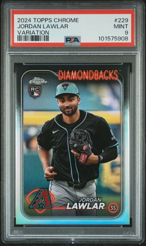 2024 Topps Chrome #229 Jordan Lawlar Variation SP RC PSA 9