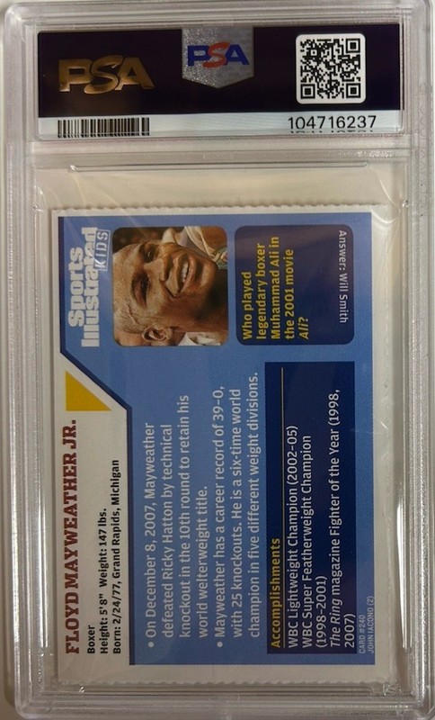 2008 S. I. Kids 240 Floyd Mayweather PSA 9 Mint view 2