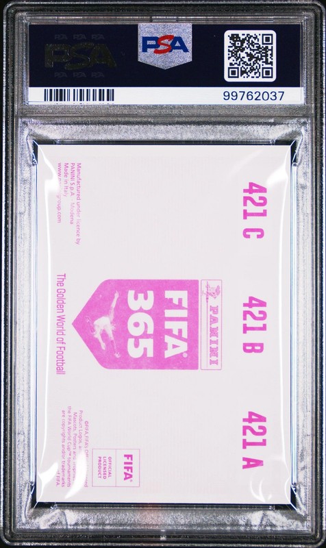 Erling Haaland Haland RC PSA 9 Rookie 2019 Panini Sticker FIFA 365 Pink Back view 2