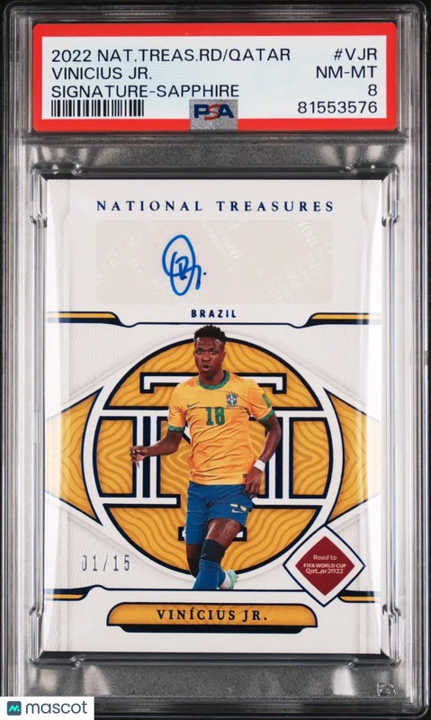 2022 National Treasures FIFA RD World Cup Vinicius JR. Sapphire Auto PSA 8 1/15