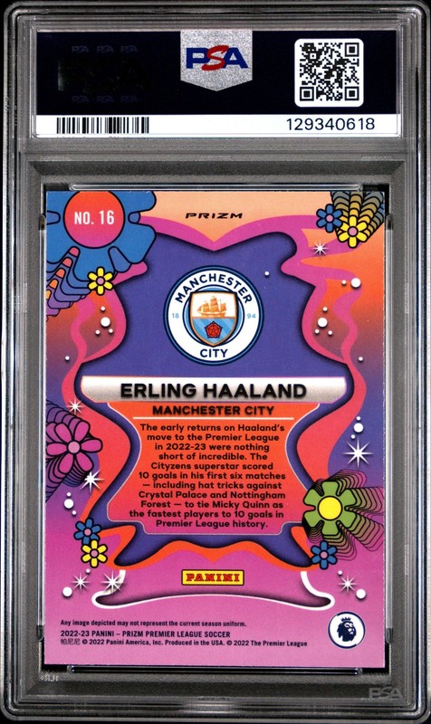 Erling Haaland #16 PSA 10 2022-23 Panini Prizm Premier League Groovy view 2