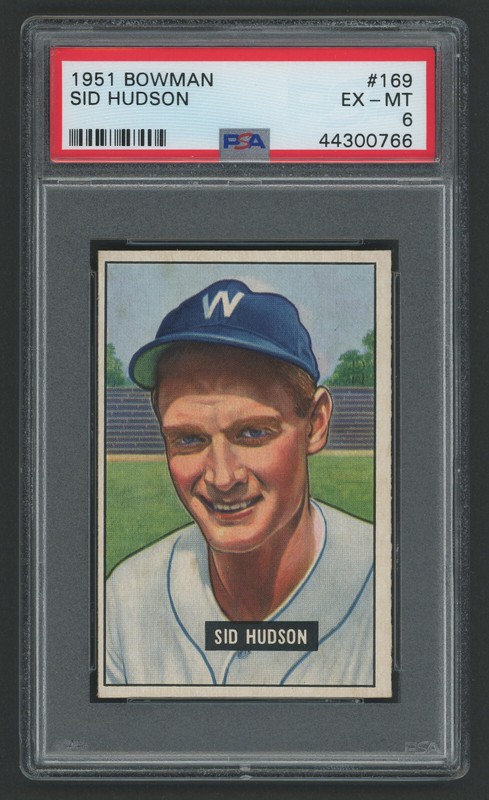 1951 Bowman #169 Sid Hudson Washington Senators Vintage Baseball Card PSA 6