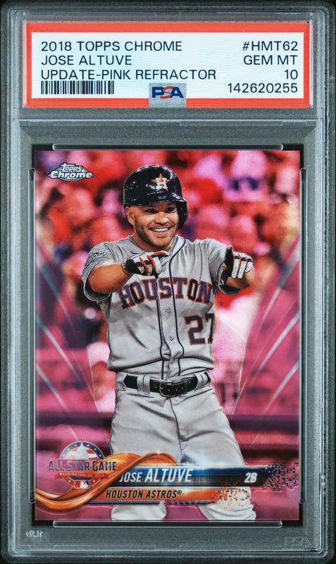 JOSE ALTUVE 2018 TOPPS CHROME UPDATE-PINK REFRACTOR #HMT62 PSA 10