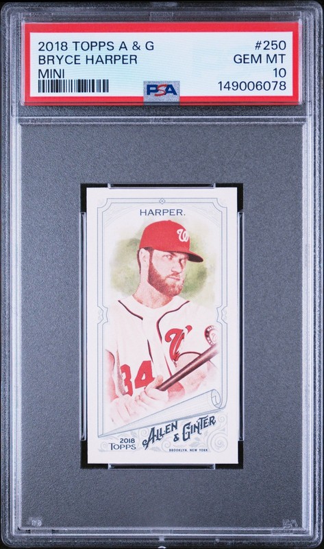 BRYCE HARPER 2018 TOPPS ALLEN & GINTER MINI #250 PSA 10 GEM MT