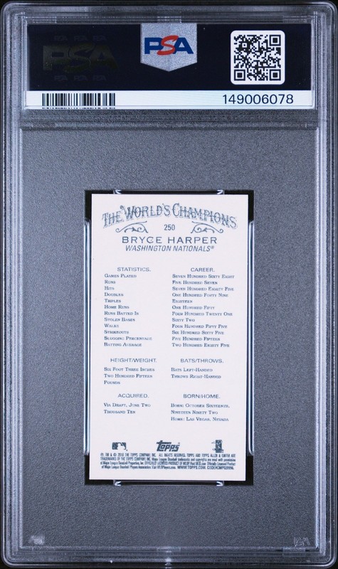 BRYCE HARPER 2018 TOPPS ALLEN & GINTER MINI #250 PSA 10 GEM MT view 2