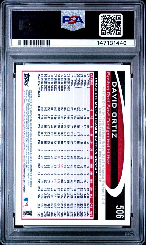 DAVID ORTIZ 2012 TOPPS #506 PSA 10 GEM MT view 2