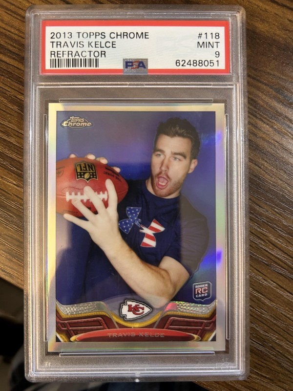 TRAVIS KELCE 2013 TOPPS CHROME REFRACTOR ROOKIE RC PSA 9 CHIEFS view 1