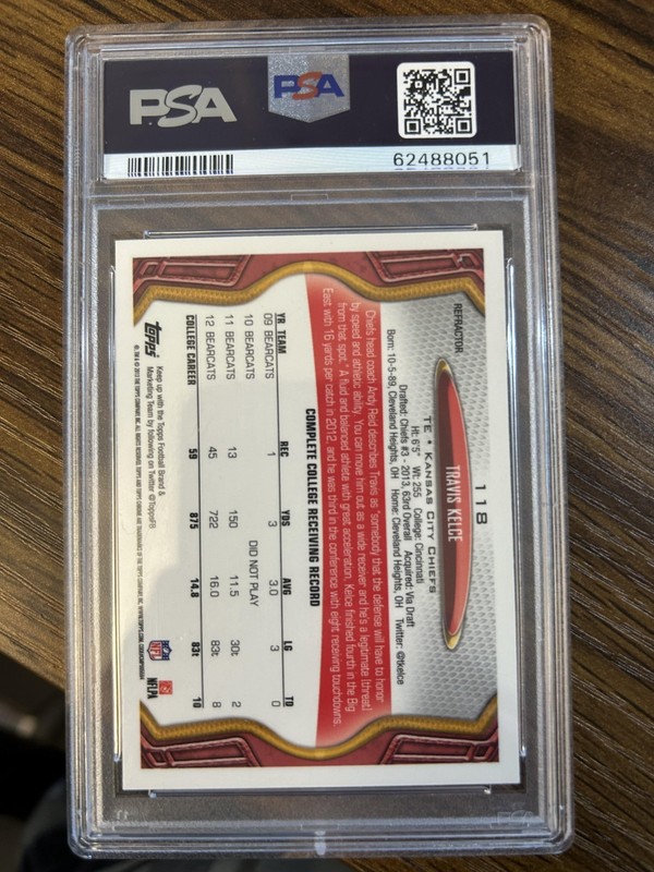 TRAVIS KELCE 2013 TOPPS CHROME REFRACTOR ROOKIE RC PSA 9 CHIEFS view 2