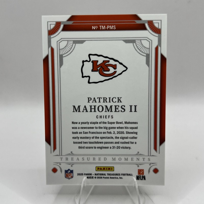 2025 Panini National Treasures Patrick Mahomes Wins 1st Super Bowl /99 Chiefs view 2