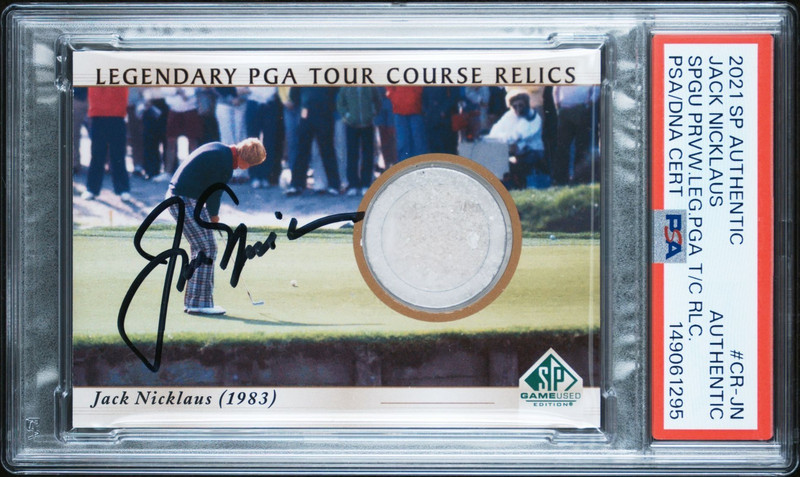 JACK NICKLAUS SIGNED 2021 SP AUTHENTIC LEGENDARY TPC COURSE RELIC AUTO PSA