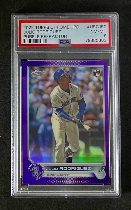 2022 Topps Chrome Update Julio Rodriguez Purple Refractor PSA 8
