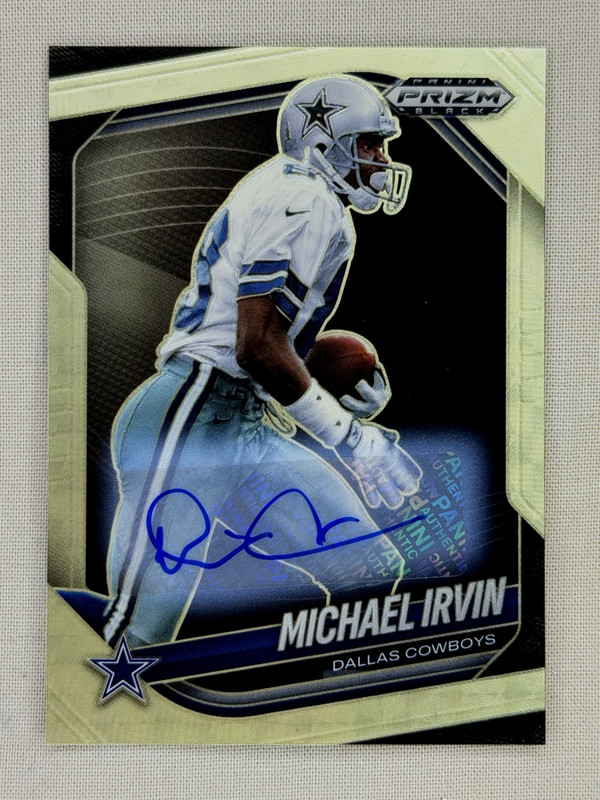 2025 Panini Prizm Black Michael Irvin Gold Vinyl auto /5 Dallas Cowboys #42