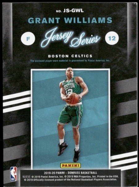 2019-20 Panini Donruss Grant Williams Jersey Series Game Used Jersey Card JS-GWL view 2