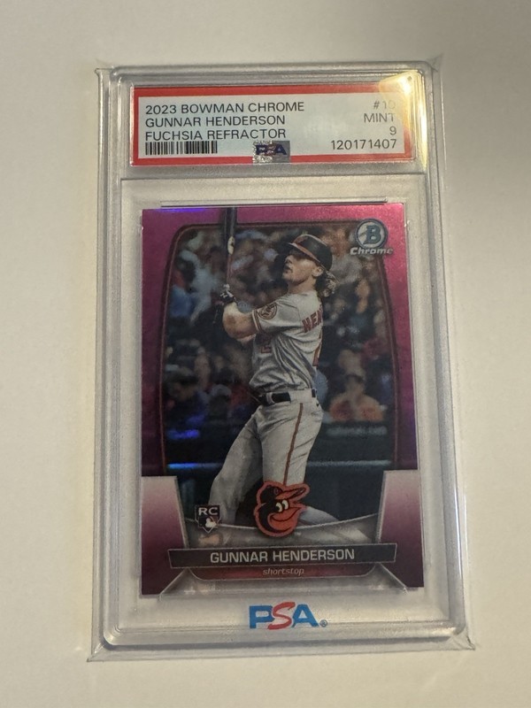2023 Bowman Chrome Gunnar Henderson 10 Fuschia Pink /299 Refractor PSA 9 RC SP