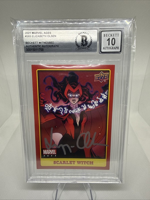 Elizabeth Olsen Scarlett Witch Auto 2021 UD Marvel Ages Beckett 10 AUTO Rare