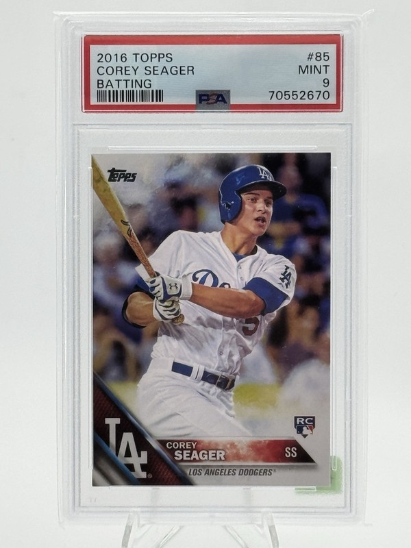 2016 Topps COREY SEAGER RC #85 Batting Rookie PSA 9 MINT LA Dodgers Baseball