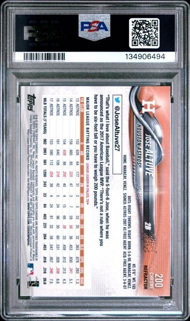 JOSE ALTUVE 2018 Topps Chrome BATTING - REFRACTOR #200 PSA 9 MINT view 2