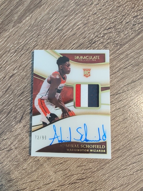 Admiral Schofield 2019 Panini Immaculate Collection #109 RC Patch Auto /99 RPA