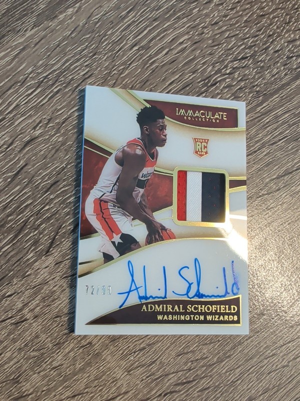 Admiral Schofield 2019 Panini Immaculate Collection #109 RC Patch Auto /99 RPA view 2