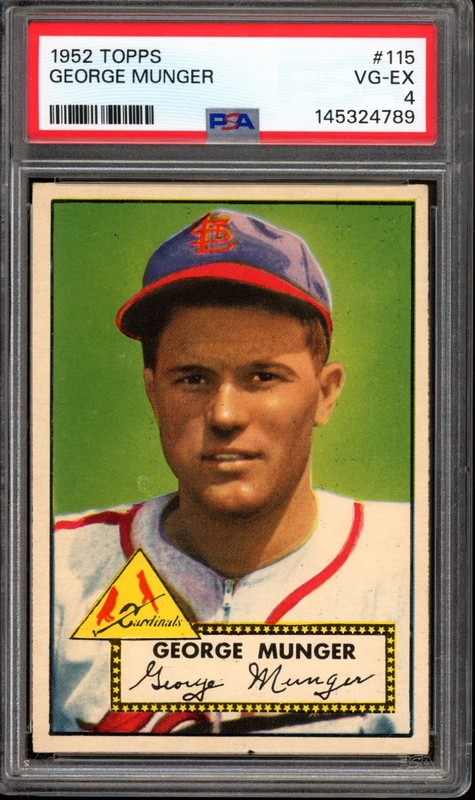 1952 Topps #115 Red Munger PSA 4 Vintage Baseball Card (4789)