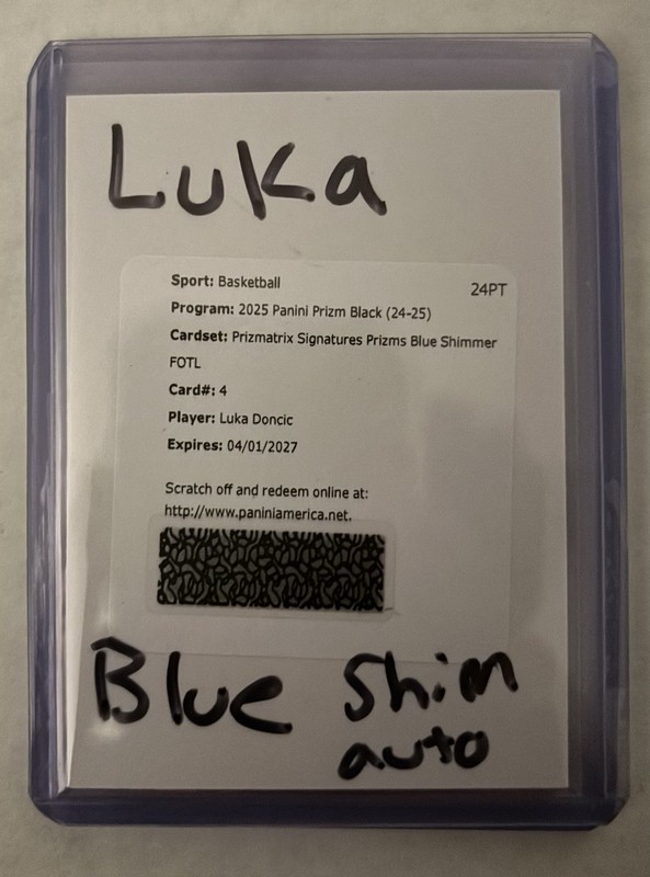 2025 Panini Prizm Black Luka Doncic Blue Shimmer FOTL Auto /35 REDEMPTION Lakers