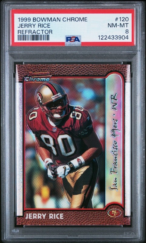 1999 Bowman Chrome #120 Jerry Rice Refractor PSA 8 