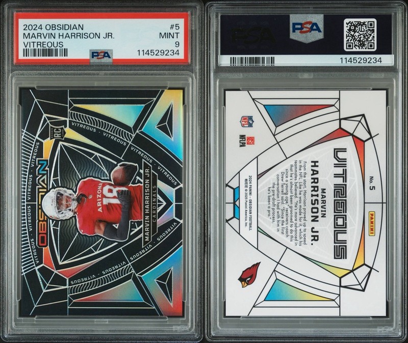 2024 Obsidian - Marvin Harrison Jr. - Vitreous Case Hit #5 PSA 9!! ROOKIE view 1