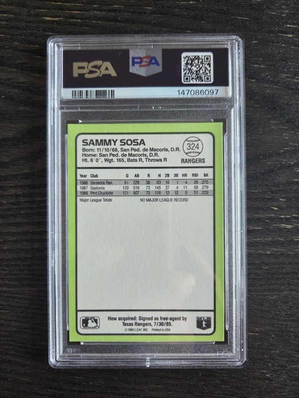 1989 Donruss Baseball's Best - SAMMY SOSA RC PSA 9! 🔥  view 2
