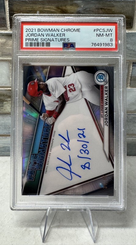 2021 Bowman Chrome Prime Signatures #/50 Jordan Walker PSA 8 Auto view 2