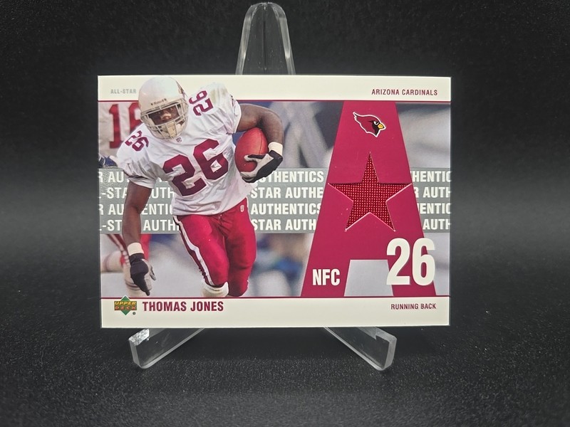 2002 Upper Deck Thomas Jones Game-used Jersey Football Card #AA-TJ  UD Cardinals view 2