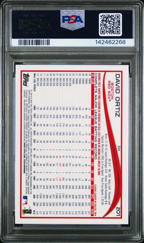 DAVID ORTIZ 2014 Topps Chrome #201 PSA 10 GEM MT view 2