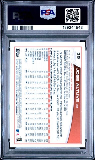 JOSE ALTUVE 2013 Topps Chrome #35 PSA 10 GEM MT view 2