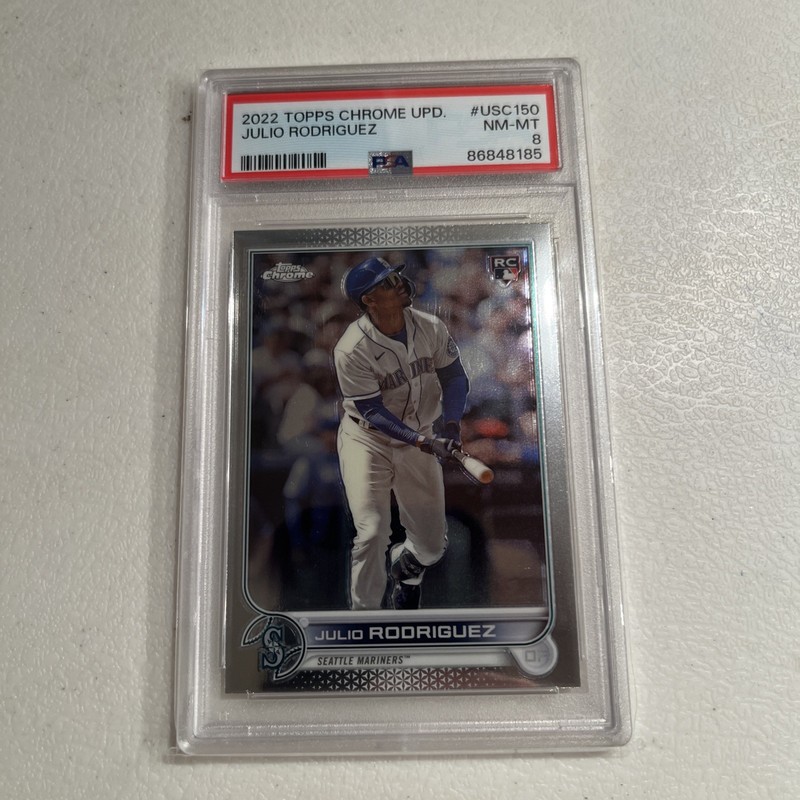 🔥 2022 Topps Chrome Update Julio Rodriguez Rookie Card #USC150 – PSA 8 NM-MT