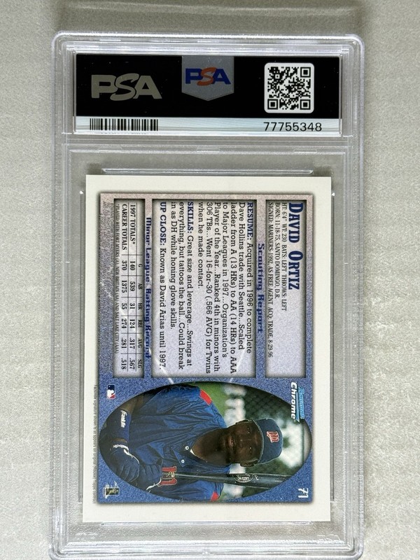 1998 Bowman Chrome - David Ortiz #71 PSA 10 view 2
