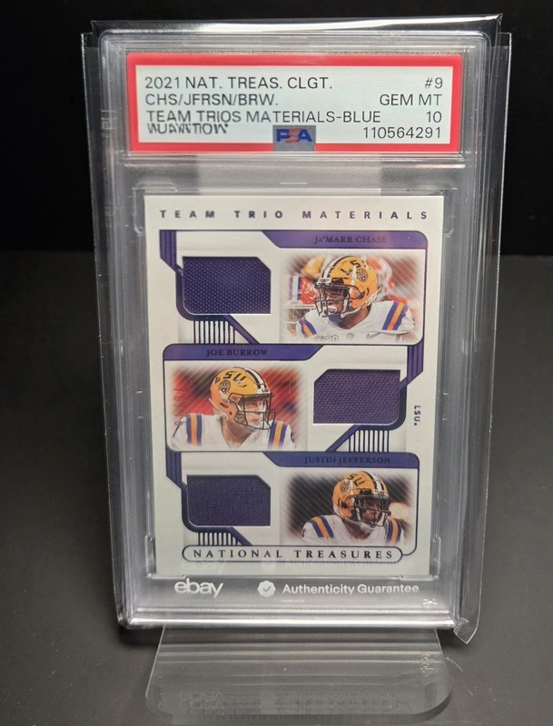 21 National Treasures Trio Materials Chase Burrow Jefferson PSA 10 1/1 LSU Grail