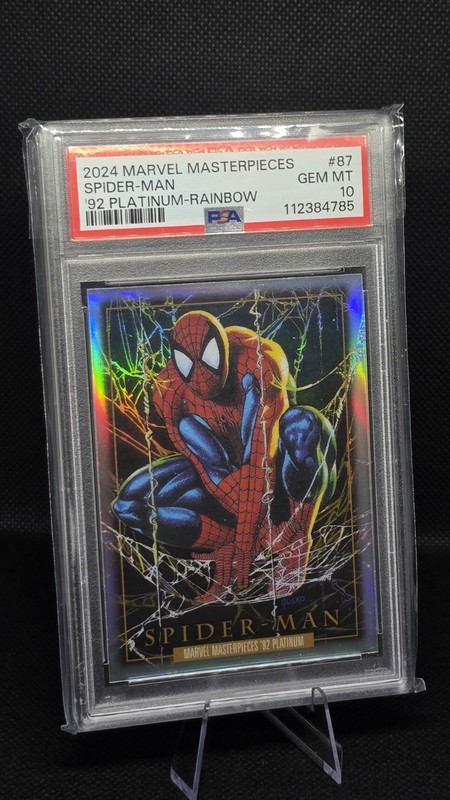 2024 Marvel Masterpieces '92 Platinum Spider-Man Rainbow #87 PSA 10