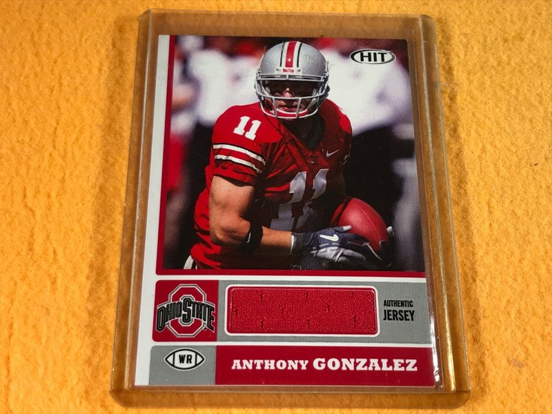 I2-49 FOOTBALL CARD - ANTHONY GONZALES OSU - 2007 SAGE - GAME USED JERSEY PIECE