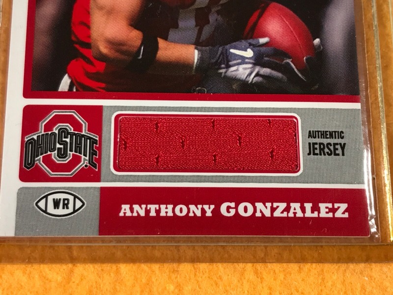 I2-49 FOOTBALL CARD - ANTHONY GONZALES OSU - 2007 SAGE - GAME USED JERSEY PIECE view 2