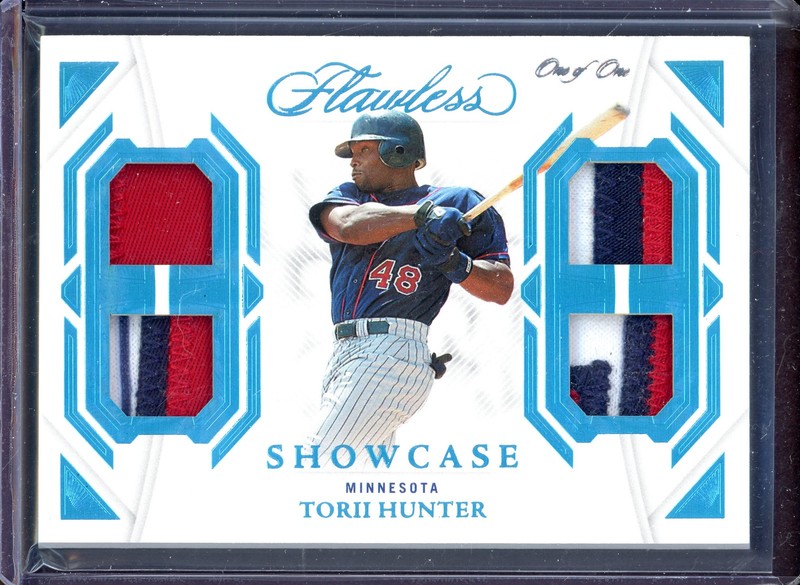 TORII HUNTER ~ 2023 Panini Flawless Showcase Platinum Quad Jersey #TH (#1/1)