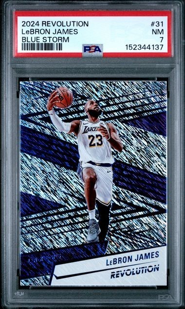 2024 PANINI REVOLUTION #31 LeBRON JAMES BLUE STORM PSA 7