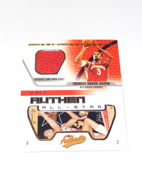 Shareef Abdur-Rahim 2002 Atlanta Hawks Fleer Authentic NBA Game Used Jersey Card view 1