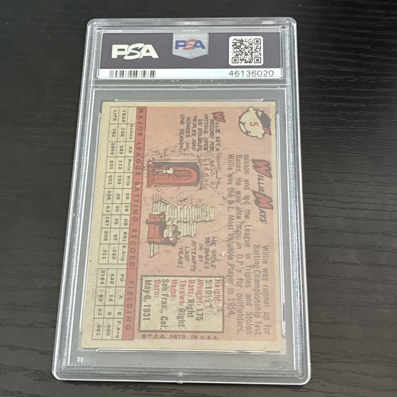 1958 Topps # 5 WILLIE MAYS PSA 2 view 2
