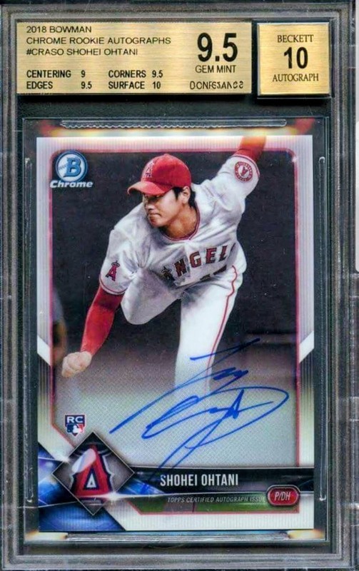 2018 BOWMAN SHOHEI OHTANI CHROME ROOKIE AUTO RC BGS 9.5 w/ 10 AUT0 