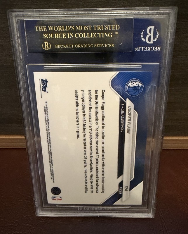 2025 Topps Now Cooper Flagg /22558 BGS 10 Pristine Black Label Rookie RC #124 view 2